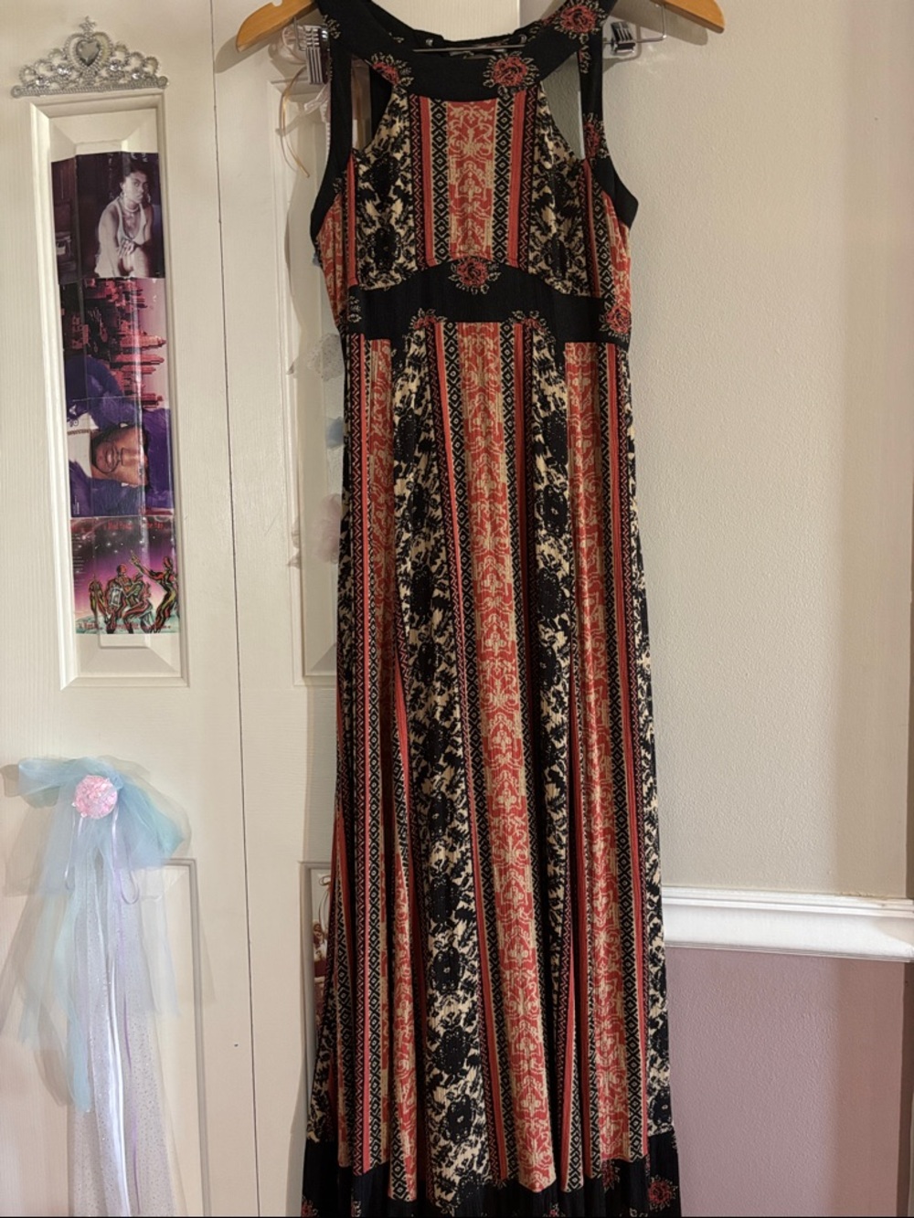 Free People Tribal Cutout Dress You Made My Day Long Boho Festival Floral Flowy